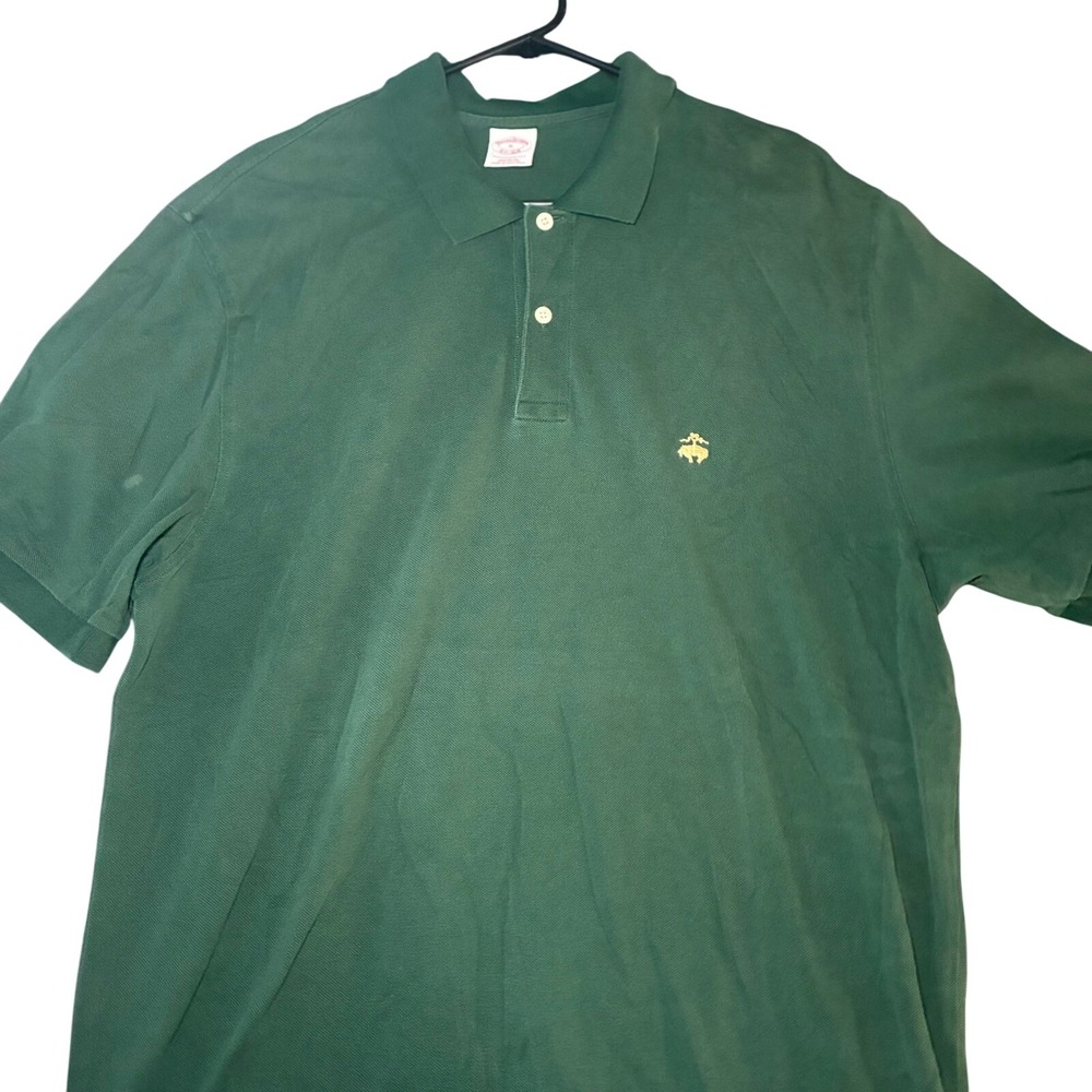 Brooks Brothers Performance Polo 100% Cotton XL Mens Green Original Fit Pique